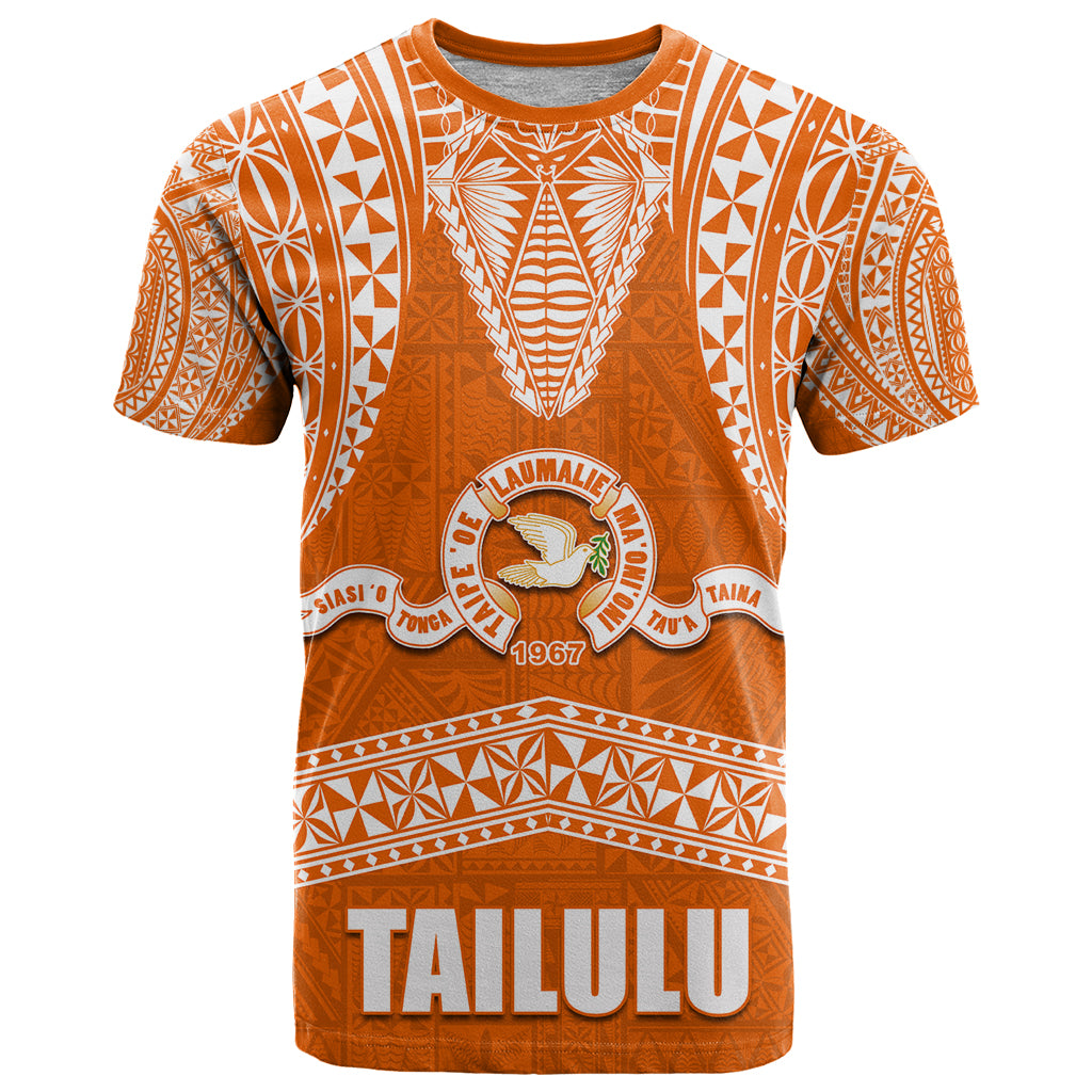 Tonga Tailulu College T Shirt Traditional Ngatu and Polynesian Pattern LT03 Orange - Polynesian Pride