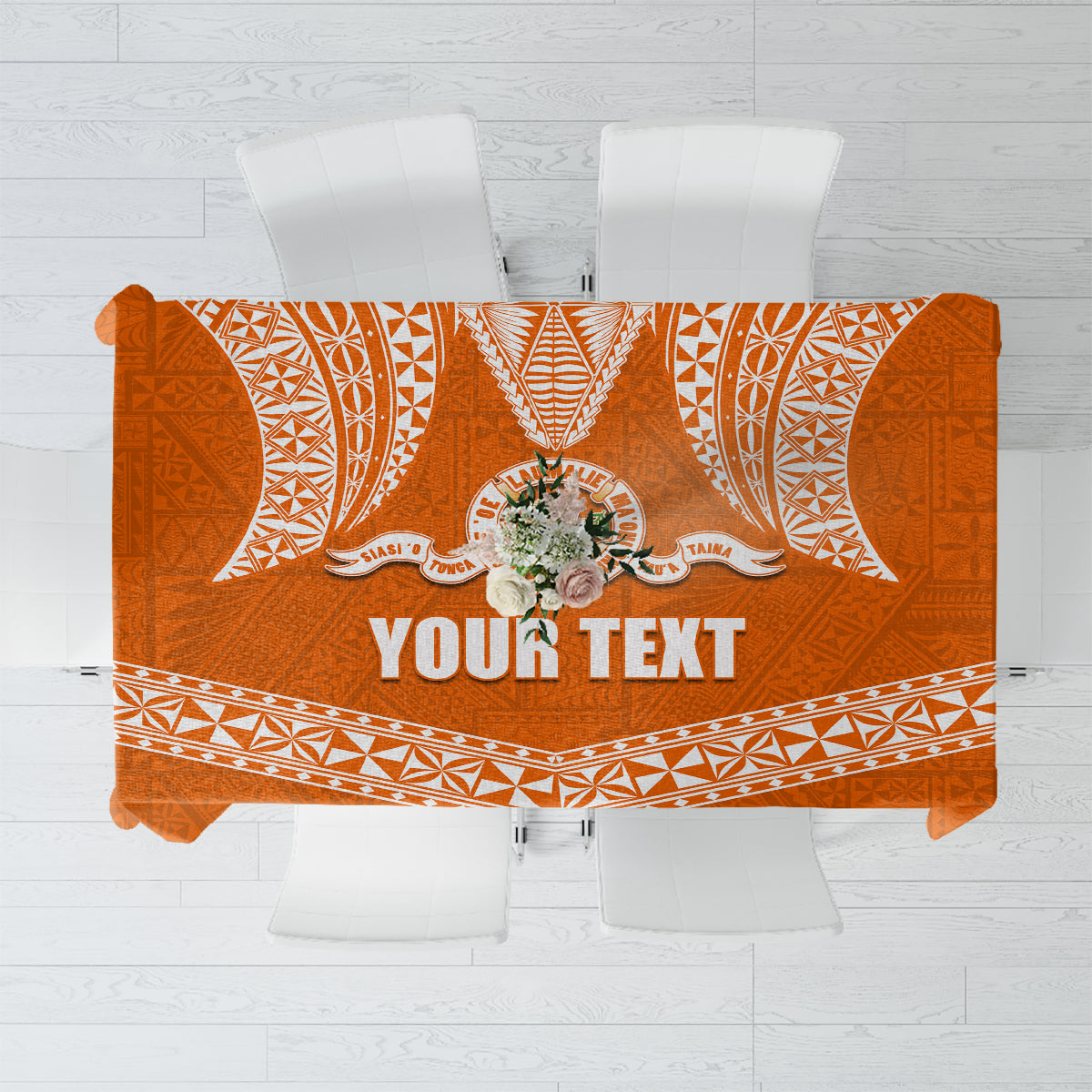 Tonga Tailulu College Tablecloth Traditional Ngatu and Polynesian Pattern LT03 Orange - Polynesian Pride