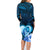 Dolphin Couple Love Story Valentine Day Family Matching Long Sleeve Bodycon Dress and Hawaiian Shirt With Polynesian Tribal Tattoo Blue Style LT03 - Polynesian Pride