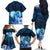 Dolphin Couple Love Story Valentine Day Family Matching Off Shoulder Long Sleeve Dress and Hawaiian Shirt With Polynesian Tribal Tattoo Blue Style LT03 - Polynesian Pride