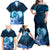 Dolphin Couple Love Story Valentine Day Family Matching Off Shoulder Maxi Dress and Hawaiian Shirt With Polynesian Tribal Tattoo Blue Style LT03 - Polynesian Pride