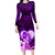 Dolphin Couple Love Story Valentine Day Family Matching Long Sleeve Bodycon Dress and Hawaiian Shirt With Polynesian Tribal Tattoo Purple Style LT03 Mom's Dress Purple - Polynesian Pride