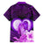 Dolphin Couple Love Story Valentine Day Family Matching Off Shoulder Long Sleeve Dress and Hawaiian Shirt With Polynesian Tribal Tattoo Purple Style LT03 - Polynesian Pride