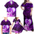 Dolphin Couple Love Story Valentine Day Family Matching Off Shoulder Maxi Dress and Hawaiian Shirt With Polynesian Tribal Tattoo Purple Style LT03 - Polynesian Pride