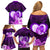 Dolphin Couple Love Story Valentine Day Family Matching Off Shoulder Short Dress and Hawaiian Shirt With Polynesian Tribal Tattoo Purple Style LT03 - Polynesian Pride