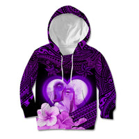 Dolphin Couple Love Story Valentine Day Kid Hoodie With Polynesian Tribal Tattoo Purple Style LT03 Hoodie Purple - Polynesian Pride