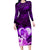 Dolphin Couple Love Story Valentine Day Long Sleeve Bodycon Dress With Polynesian Tribal Tattoo Purple Style LT03 Long Dress Purple - Polynesian Pride