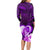 Dolphin Couple Love Story Valentine Day Long Sleeve Bodycon Dress With Polynesian Tribal Tattoo Purple Style LT03 - Polynesian Pride