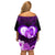 Dolphin Couple Love Story Valentine Day Off Shoulder Short Dress With Polynesian Tribal Tattoo Purple Style LT03 - Polynesian Pride