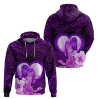 Dolphin Couple Love Story Valentine Day Zip Hoodie With Polynesian Tribal Tattoo Purple Style LT03 - Polynesian Pride
