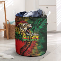 Aotearoa One Love Laundry Basket Reggae Lion with Kakahu Huruhuru LT03 Black - Polynesian Pride