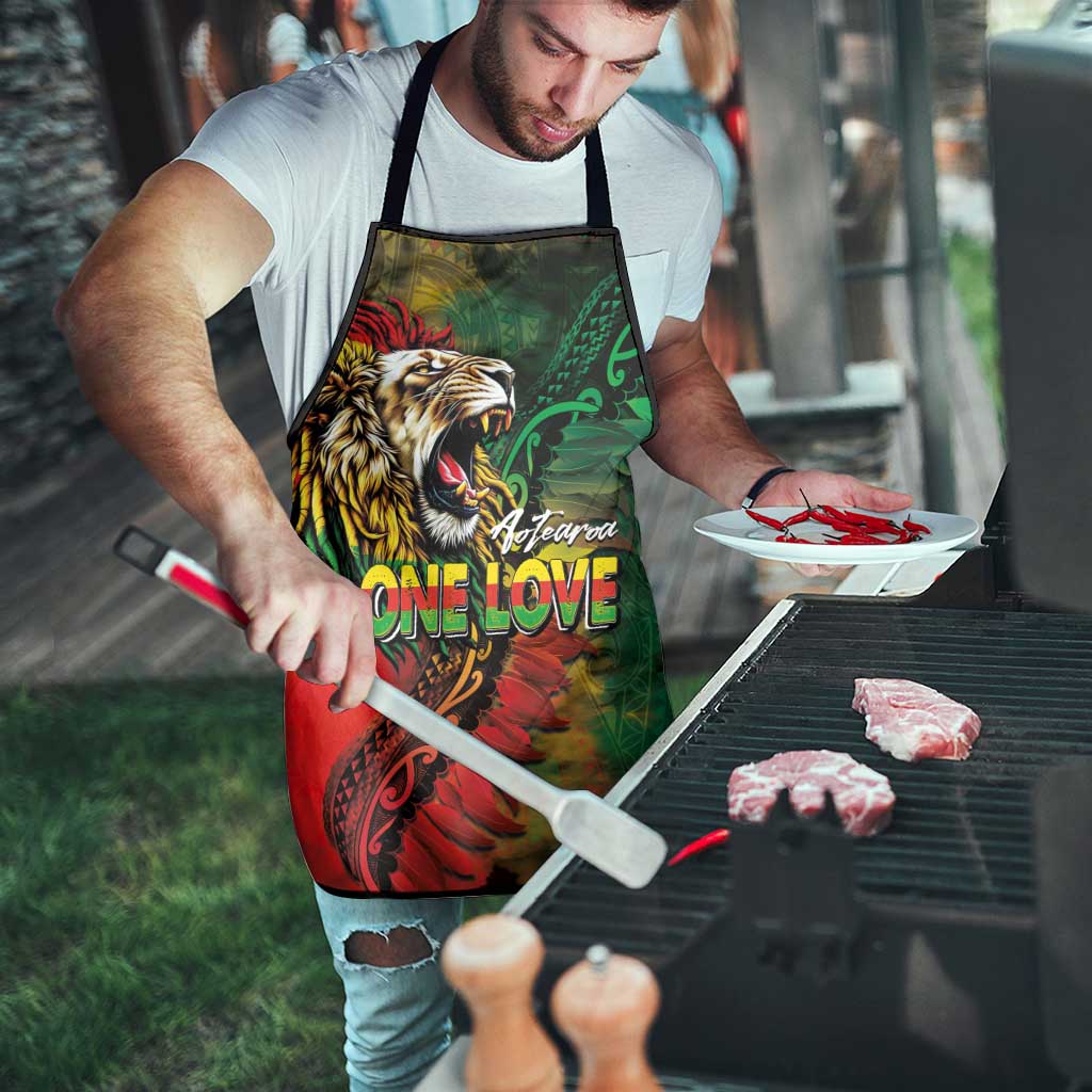 Aotearoa One Love Apron Reggae Lion with Kakahu Huruhuru LT03 - Polynesian Pride