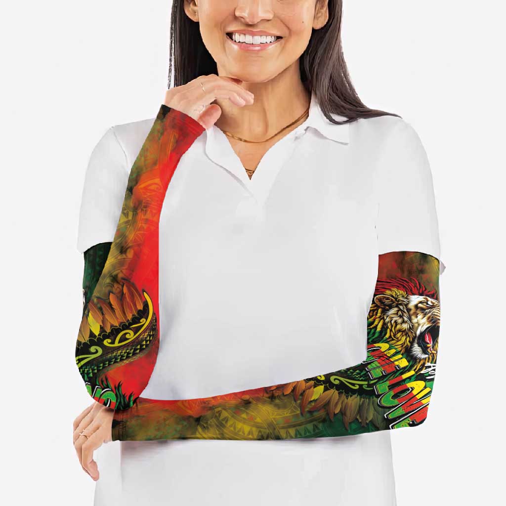 Aotearoa One Love Arm Sleeves Reggae Lion with Kakahu Huruhuru LT03 - Polynesian Pride
