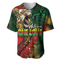 Aotearoa One Love Baseball Jersey Reggae Lion with Kakahu Huruhuru LT03 Black - Polynesian Pride