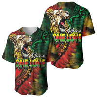 Aotearoa One Love Baseball Jersey Reggae Lion with Kakahu Huruhuru LT03 - Polynesian Pride