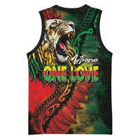 Aotearoa One Love Basketball Jersey Reggae Lion with Kakahu Huruhuru