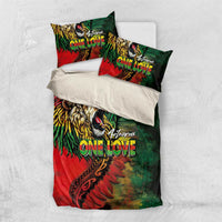 Aotearoa One Love Bedding Set Reggae Lion with Kakahu Huruhuru LT03 US Twin 172cm x 218cm Black - Polynesian Pride