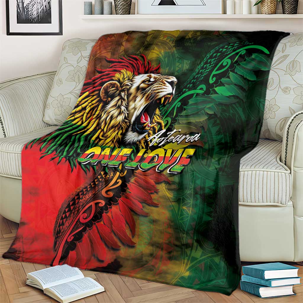 Aotearoa One Love Blanket Reggae Lion with Kakahu Huruhuru LT03 - Polynesian Pride