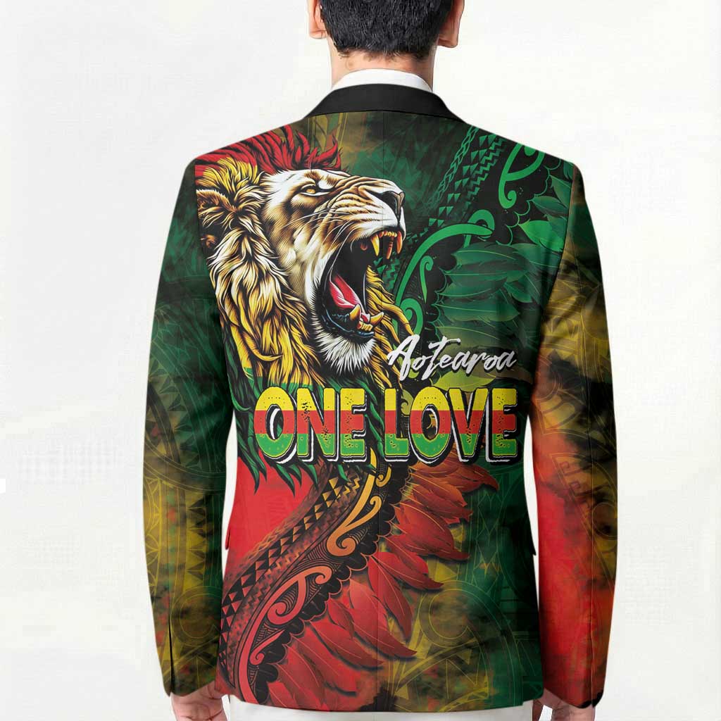 Aotearoa One Love Blazer Reggae Lion with Kakahu Huruhuru LT03 - Polynesian Pride