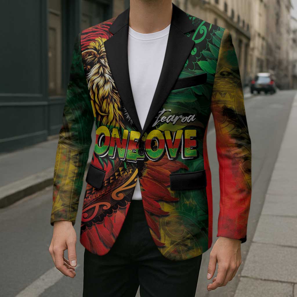 Aotearoa One Love Blazer Reggae Lion with Kakahu Huruhuru LT03 - Polynesian Pride
