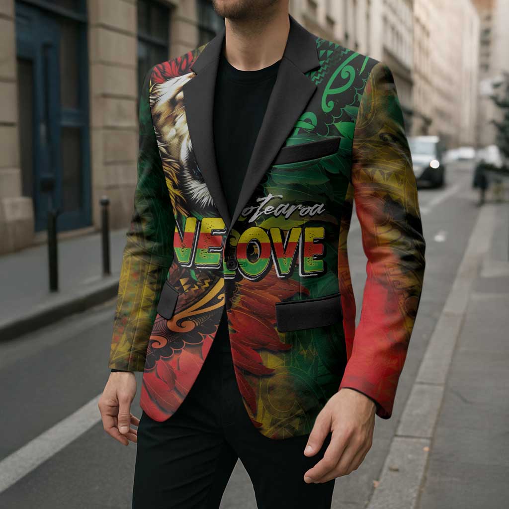 Aotearoa One Love Blazer Reggae Lion with Kakahu Huruhuru LT03 - Polynesian Pride