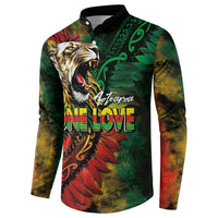 Aotearoa One Love Button Sweatshirt Reggae Lion with Kakahu Huruhuru LT03 - Polynesian Pride