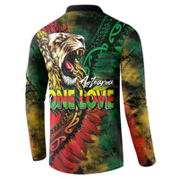 Aotearoa One Love Button Sweatshirt Reggae Lion with Kakahu Huruhuru LT03 - Polynesian Pride