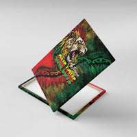 Aotearoa One Love Canvas Wall Art Reggae Lion with Kakahu Huruhuru LT03 With Frame Black - Polynesian Pride