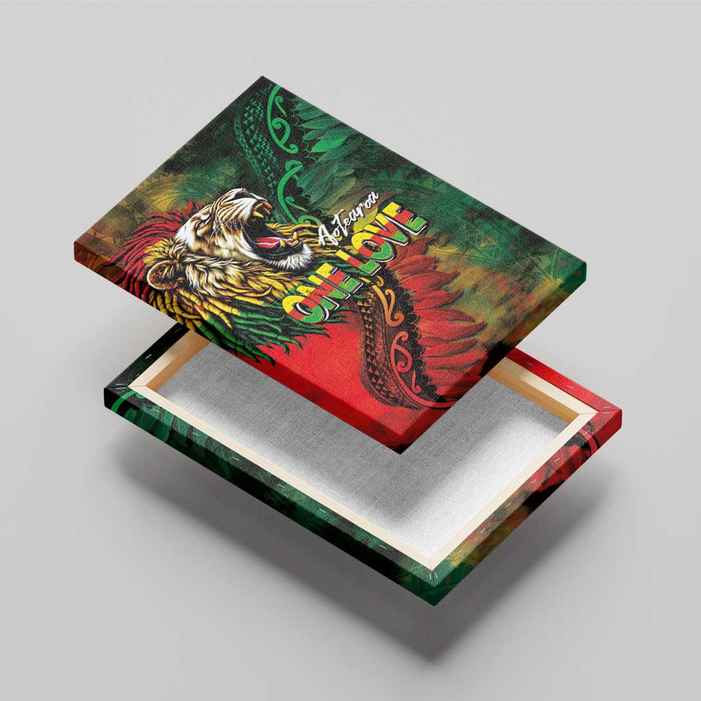 Aotearoa One Love Canvas Wall Art Reggae Lion with Kakahu Huruhuru LT03 - Polynesian Pride