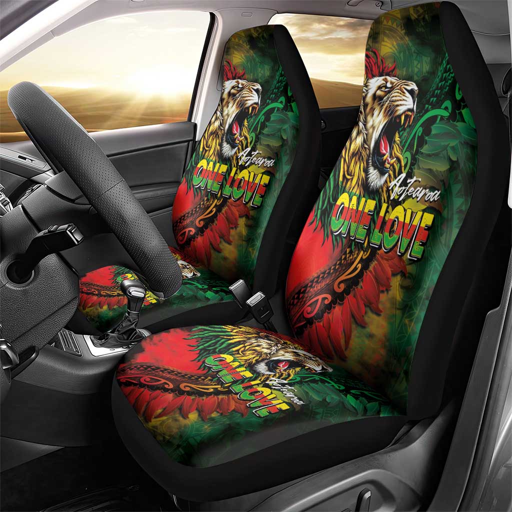 Aotearoa One Love Car Seat Cover Reggae Lion with Kakahu Huruhuru LT03 - Polynesian Pride