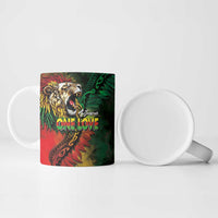 Aotearoa One Love Ceramic Mug Reggae Lion with Kakahu Huruhuru LT03 - Polynesian Pride
