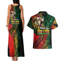 Aotearoa One Love Couples Matching Tank Maxi Dress and Hawaiian Shirt Reggae Lion with Kakahu Huruhuru
