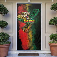 Aotearoa One Love Door Cover Reggae Lion with Kakahu Huruhuru
