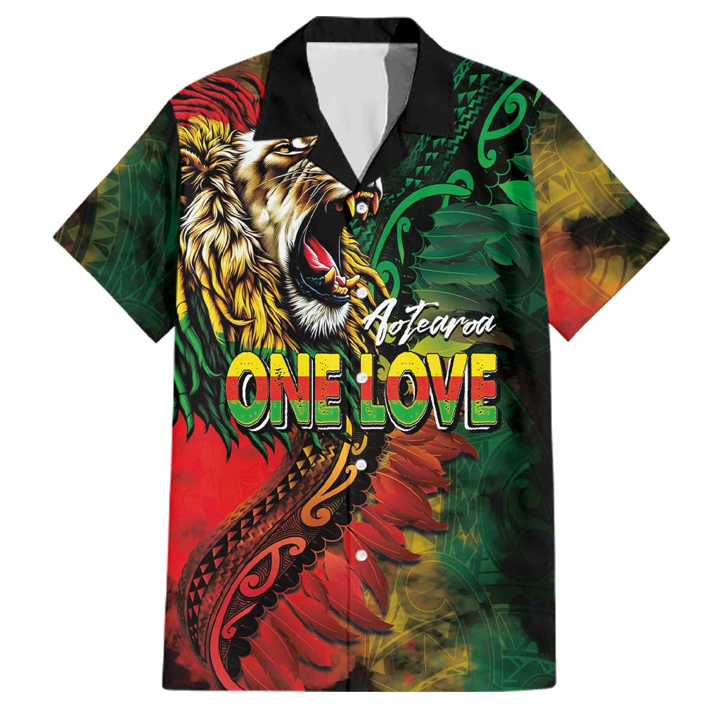 Aotearoa One Love Family Matching Puletasi and Hawaiian Shirt Reggae Lion with Kakahu Huruhuru