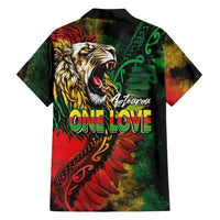 Aotearoa One Love Family Matching Short Sleeve Bodycon Dress and Hawaiian Shirt Reggae Lion with Kakahu Huruhuru