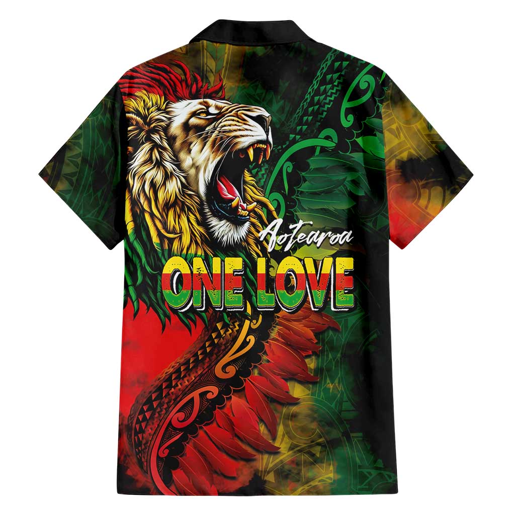 Aotearoa One Love Family Matching Summer Maxi Dress and Hawaiian Shirt Reggae Lion with Kakahu Huruhuru