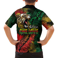 Aotearoa One Love Family Matching Tank Maxi Dress and Hawaiian Shirt Reggae Lion with Kakahu Huruhuru