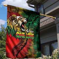 Aotearoa One Love Garden Flag Reggae Lion with Kakahu Huruhuru LT03 - Polynesian Pride