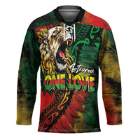 Aotearoa One Love Hockey Jersey Reggae Lion with Kakahu Huruhuru LT03 Unisex Black - Polynesian Pride