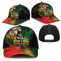 Aotearoa One Love Mesh Trucker Cap Reggae Lion with Kakahu Huruhuru LT03 - Polynesian Pride