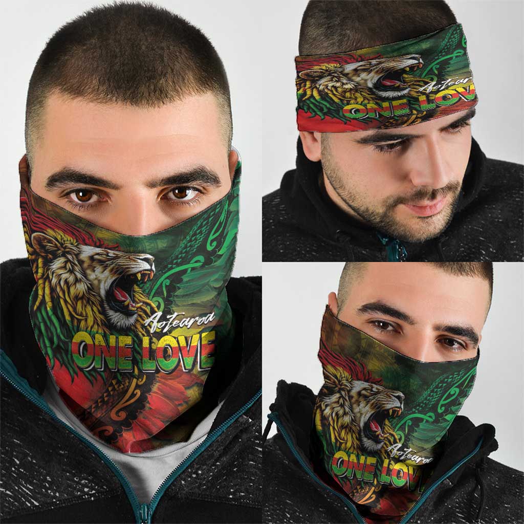 Aotearoa One Love Neck Gaiter Reggae Lion with Kakahu Huruhuru LT03 - Polynesian Pride