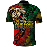 Aotearoa One Love Polo Shirt Reggae Lion with Kakahu Huruhuru LT03 - Polynesian Pride