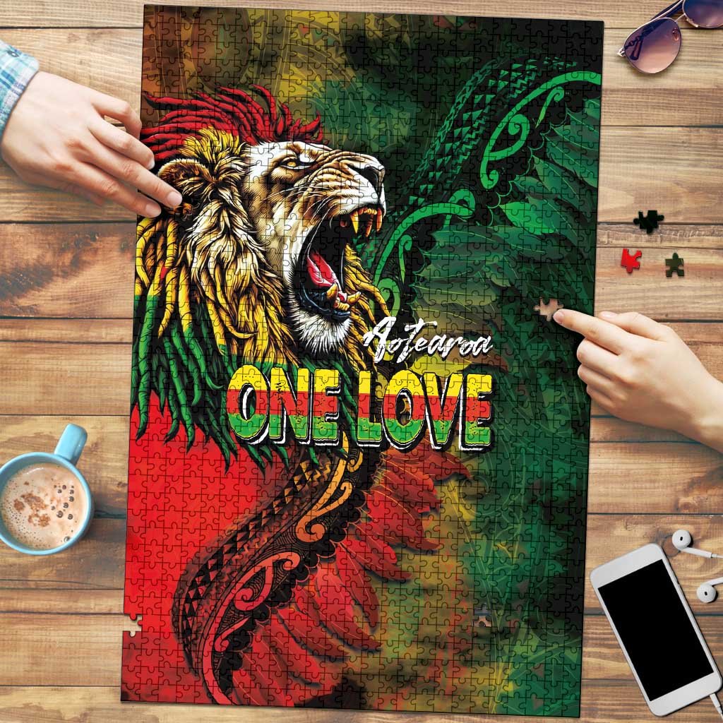 Aotearoa One Love Puzzle Reggae Lion with Kakahu Huruhuru