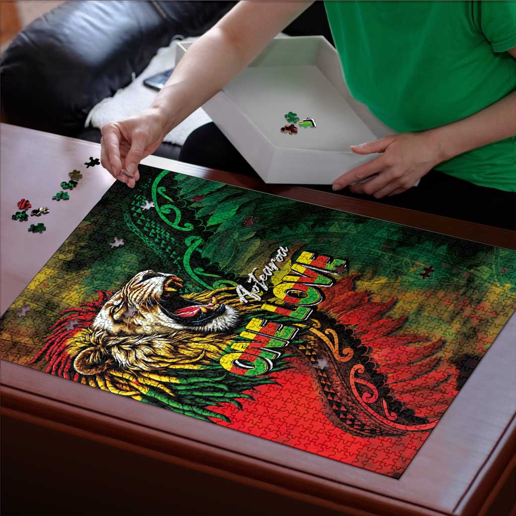 Aotearoa One Love Puzzle Reggae Lion with Kakahu Huruhuru