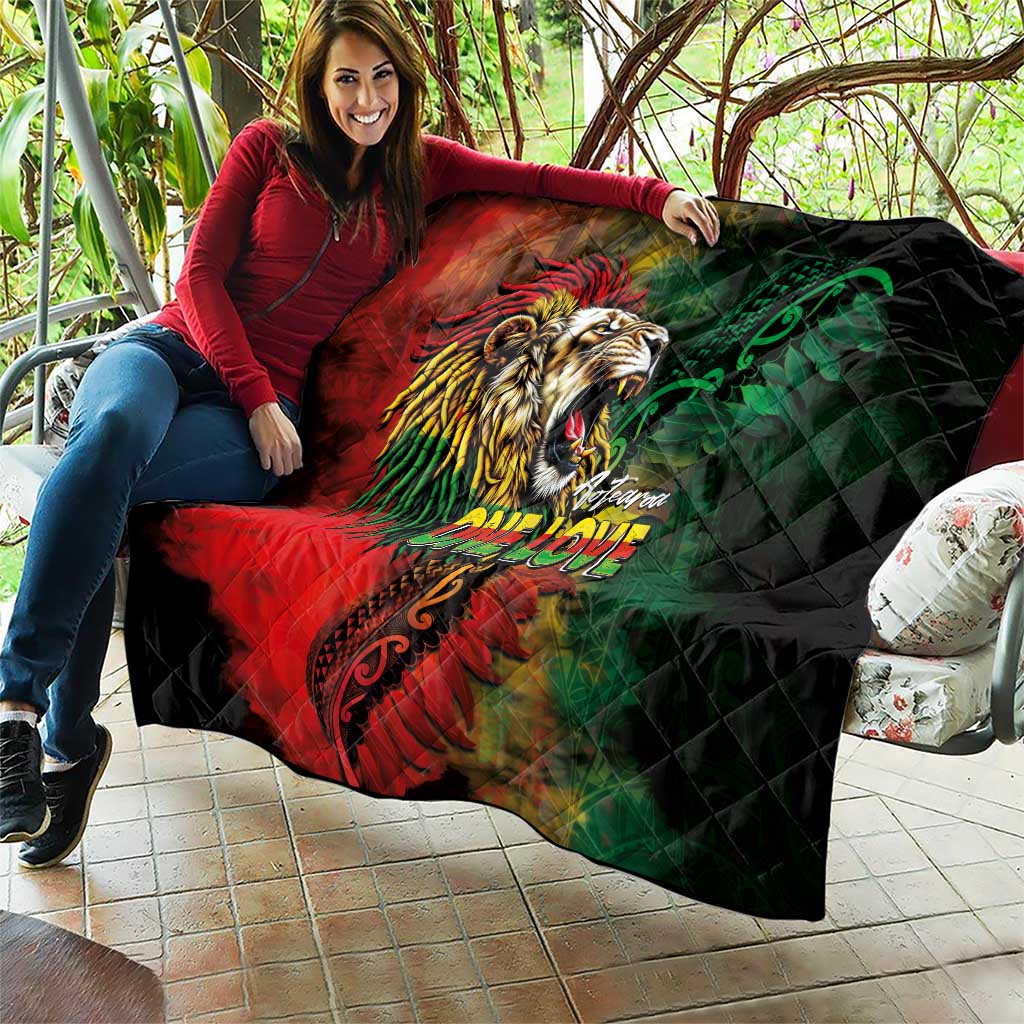 Aotearoa One Love Quilt Reggae Lion with Kakahu Huruhuru LT03 - Polynesian Pride