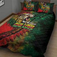 Aotearoa One Love Quilt Bed Set Reggae Lion with Kakahu Huruhuru