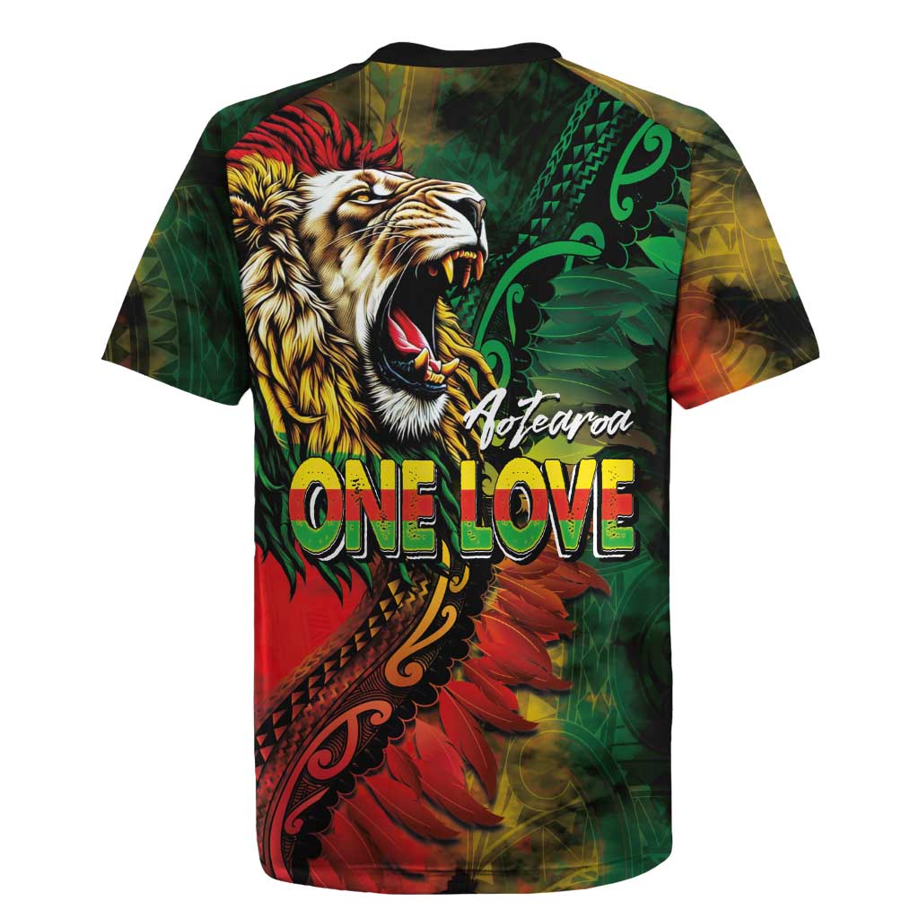 Aotearoa One Love Rugby Jersey Reggae Lion with Kakahu Huruhuru