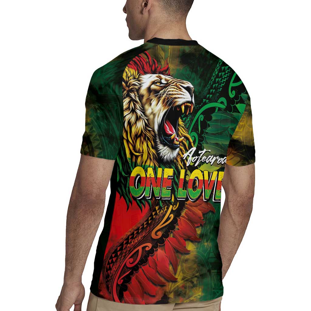 Aotearoa One Love Rugby Jersey Reggae Lion with Kakahu Huruhuru