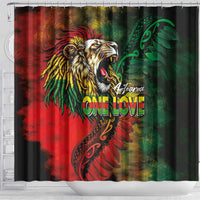Aotearoa One Love Shower Curtain Reggae Lion with Kakahu Huruhuru LT03 - Polynesian Pride