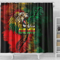 Aotearoa One Love Shower Curtain Reggae Lion with Kakahu Huruhuru LT03 - Polynesian Pride